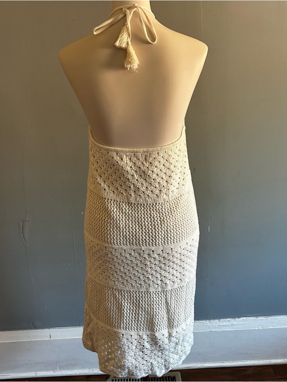 NWT Old Navy Halter Crochet Mini Dress | Size: L | Cozy Cashmere - Picture 4 of 5